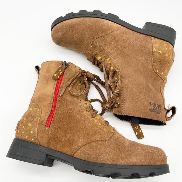 Sorel Emelie Combat Boot Womens 5 Waterproof Suede Gold Stars Boho Fairy Grunge - Picture 5 of 13
